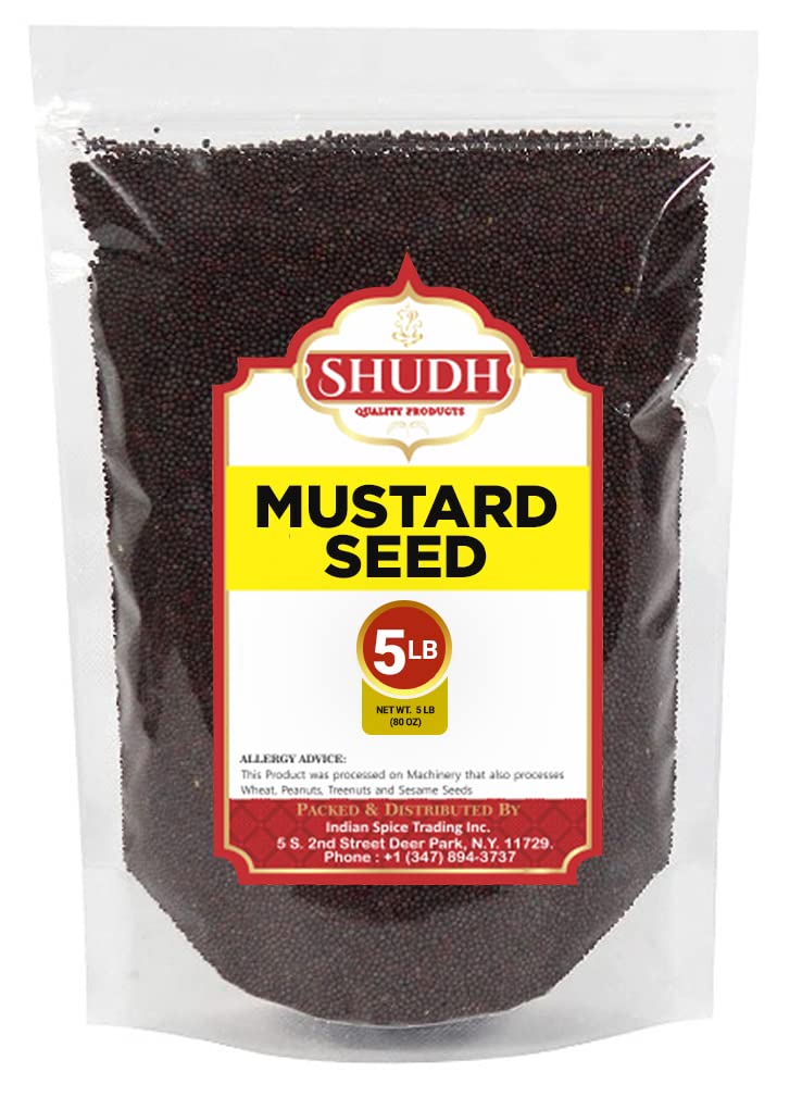 SHUDH Black Mustard Seed 5 LB | 80 oz | Whole Spice (Kali Rai) ~ All Natural | Gluten Friendly | NON-GMO | Vegan | Indian Origin