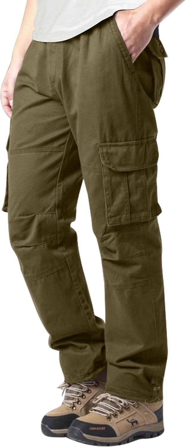 YAOHUOLE Cargo Trousers for Men Military Combat Work Pants Casual Cotton Cargo Joggers with 6 Pockets