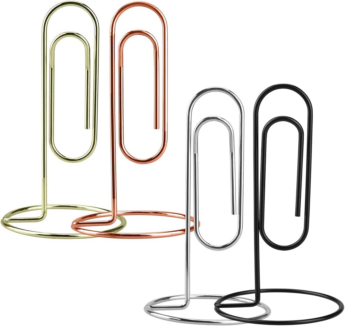 5.2 Inch Desktop Memo Holder, 4 Pack Jumbo Metal Desk Paper Clip Organizer for Office Table, Place Card, Bills, Photos, Table Numbers, Multi-Purpose Document Stand Accessory