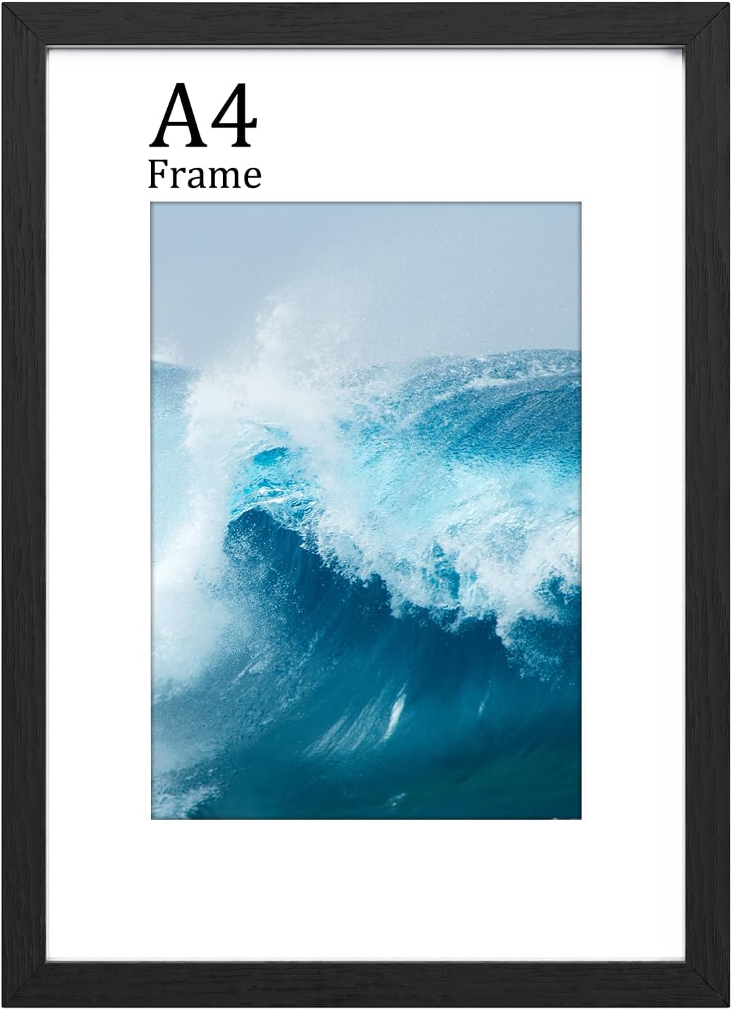 FamiPrts A4 Frame, Wooden A4 Picture Frames, Versatile Black A4 Frame, Dual Orientation (Landscape/Portrait), Includes Stand & Wall Hooks - Wall Mount or Tabletop for Home, Office, Gallery