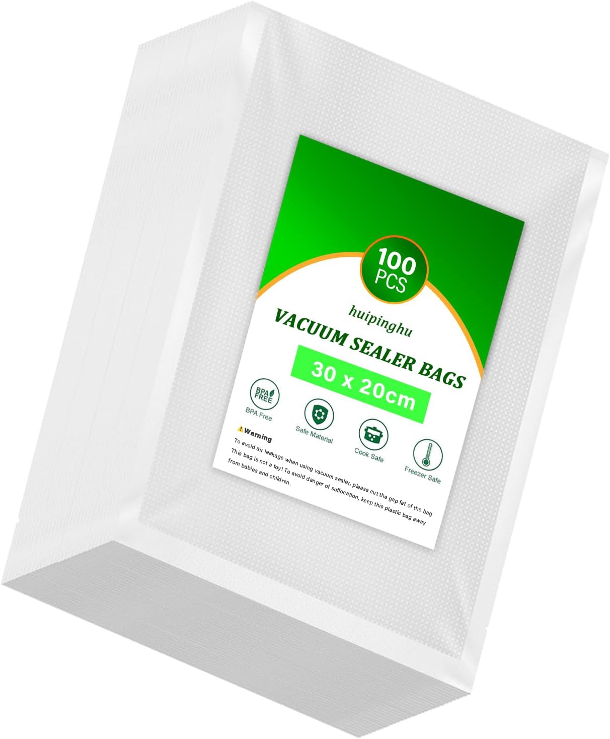 100 Pcs Vacuum Food Sealer Bags 20X30cm Bags, Commercial Grade Textured Food Vacuum Sealer Bag, Thick Embossed Bags for Food Storage and Sous Vide Cooking, BPA Free (30 * 20CM)