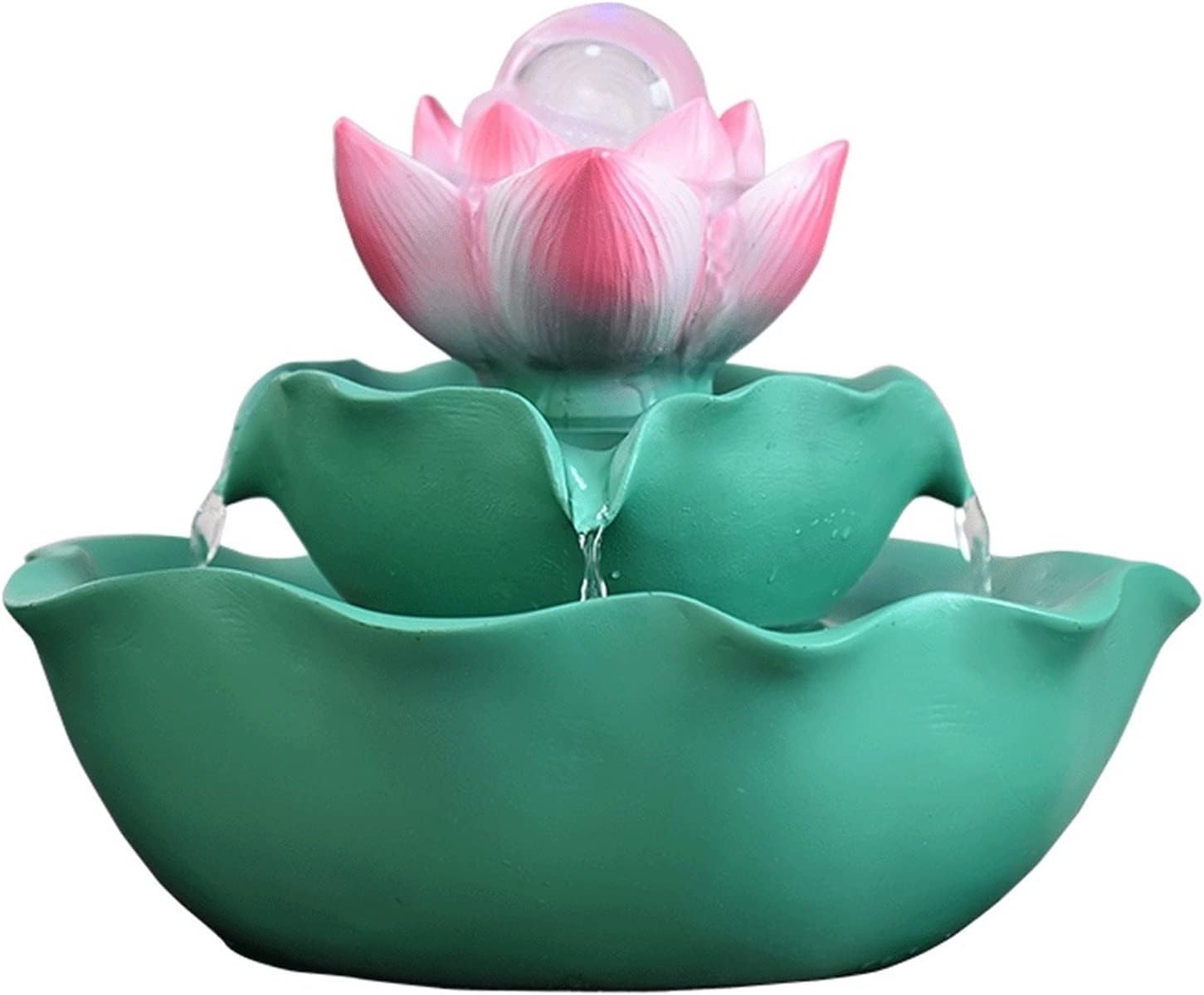 Desktop Fountain Lotus Flower Money Flowing Water Bonsai Fountain Living Room Home Accessories Fengsheng Water Transfer Ball Desktop Small Ornaments Tabletop Fountain (Size : No Atomizer)