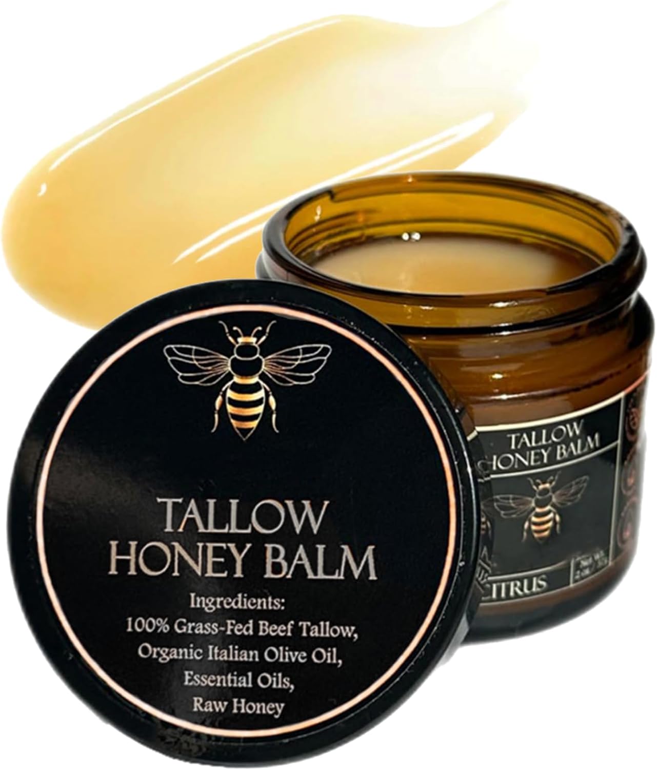 Tallow and Honey Balm for Face & Body, Beef Tallow Skin Care, Unscented Natural Beef Tallow Moisturiser for Dry Skin, Deep Hydration & Nourish, Fast-Absorbing, 100g