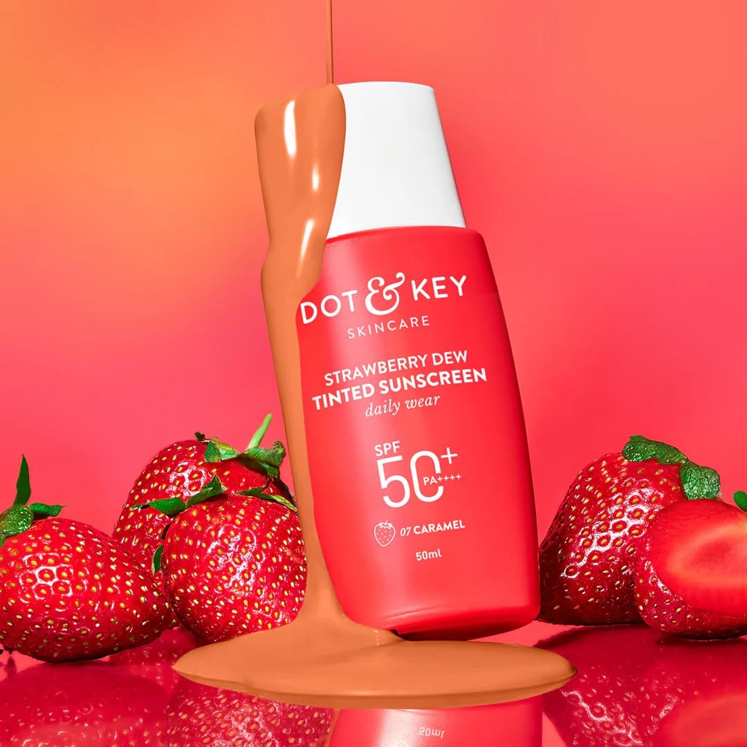 Dott & Keyy Tinted Sunscreen Foundation, SPF 50+ PA++++, Strawberry Dew (Caramel Deep - 07, 1.7 fl.oz.)