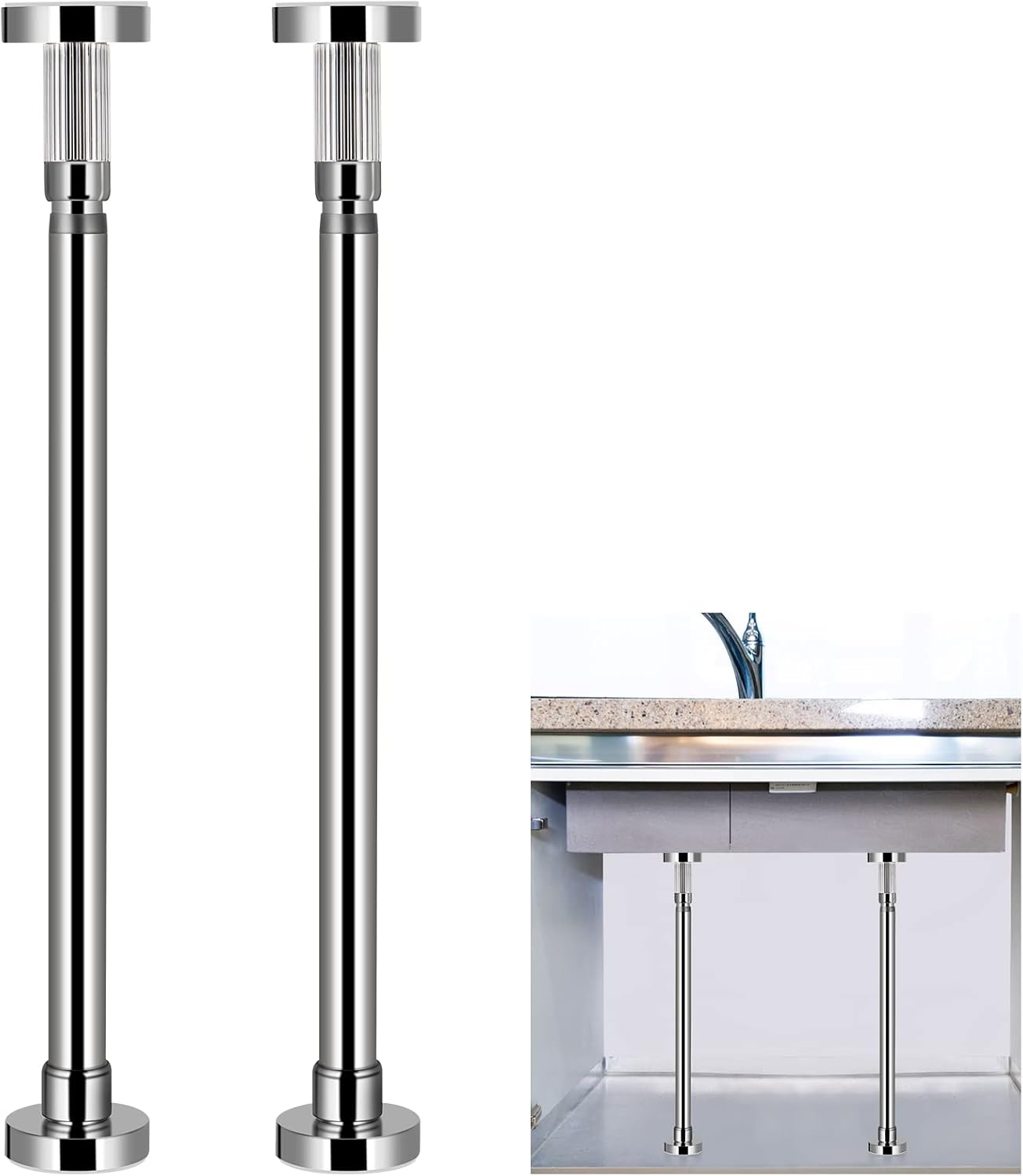 2 Pcs Undermount Sink Brackets Adjustable, Stainless Steel Sink Support, Drill-Free Installation and Repair Kit System for Kitchen, Bathroom (19.7"-31.5")