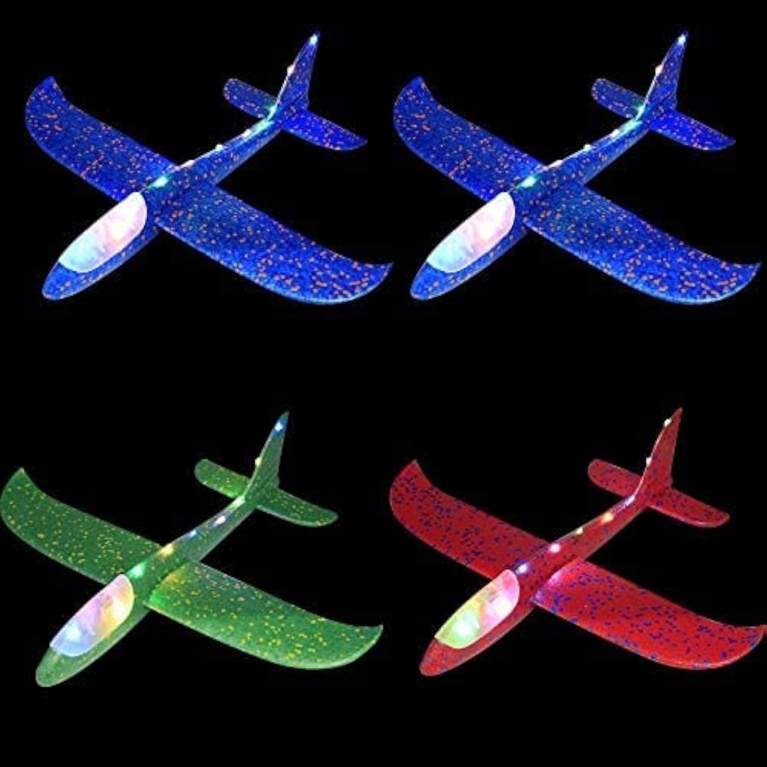Queta 4 Pack Airplane Toys, Lighted Foam Glider Planes 48cm Tall Manual Throwing Airplane Model Kits for Children Boys Girls Outdoor Play
