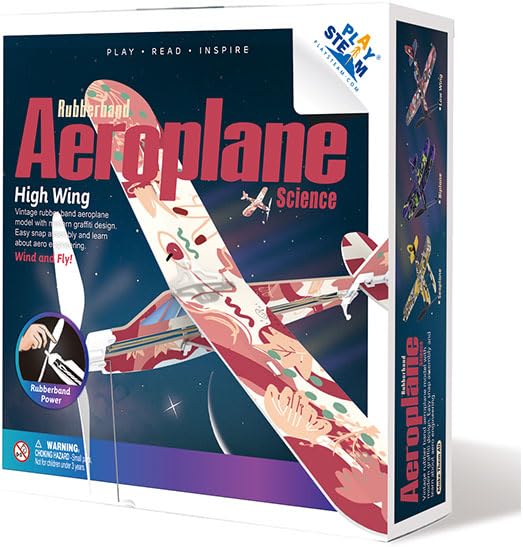 PLAYSTEM Rubber Band Aeroplane High Wing STEM Kit