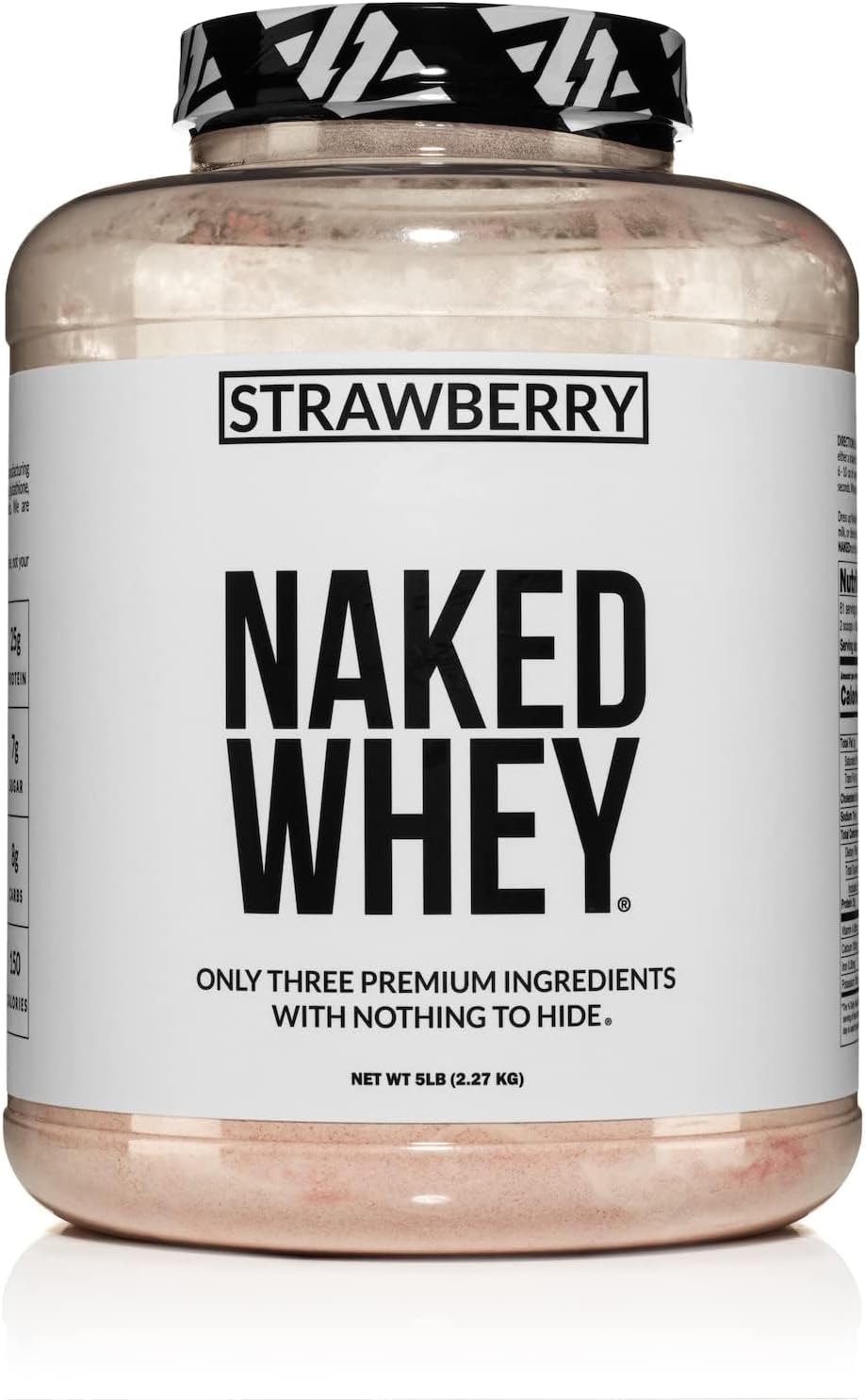 NAKED Strawberry Whey Protein - All Natural Grass Fed Whey Protein Powder + Dried Strawberries + Coconut Sugar- 5lb Bulk, GMO-Free, Soy Free, Gluten Free. Aid Muscle Growth & Recovery - 61 Servings