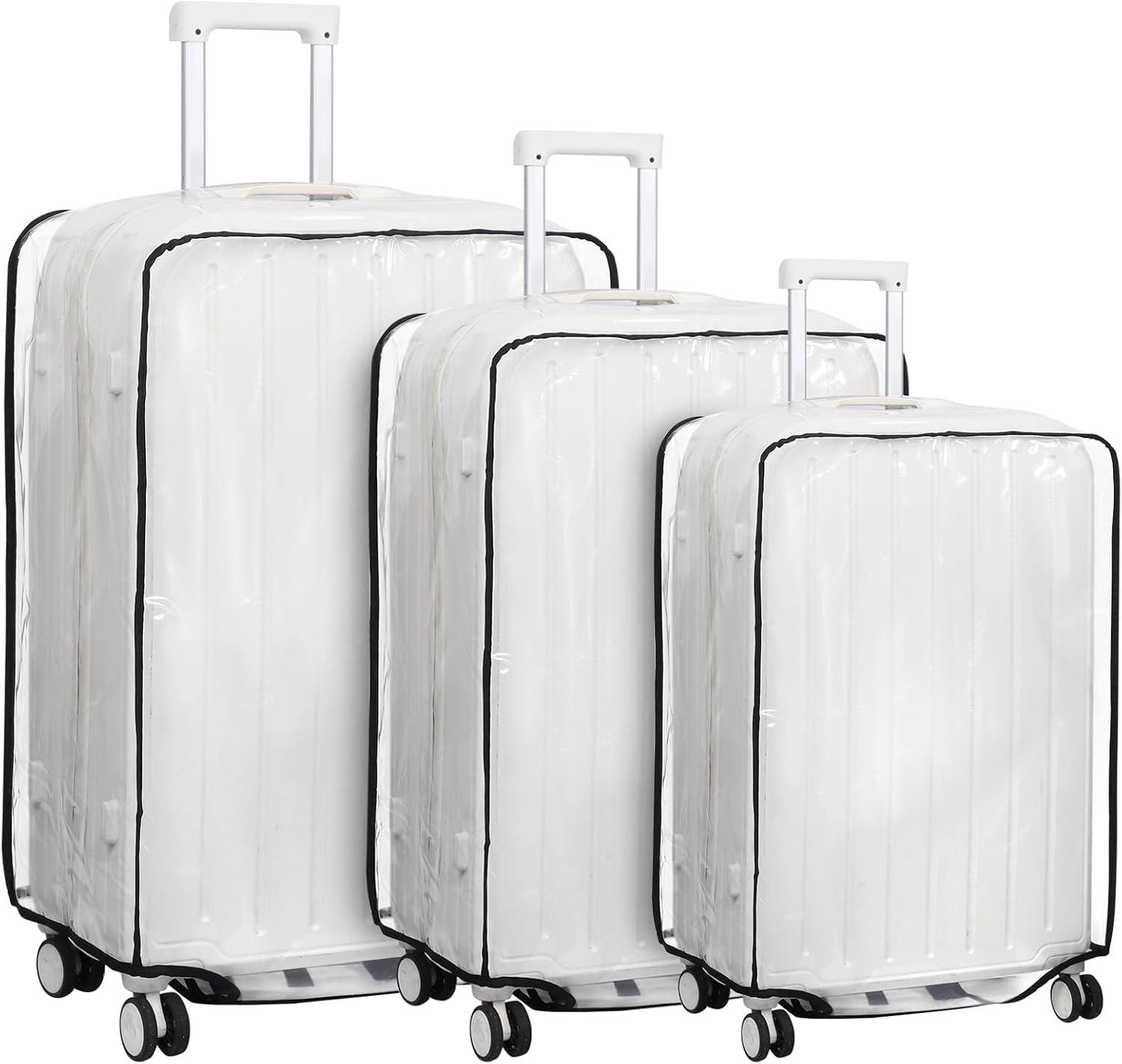 3Pcs Suitcase Cover Protectors PVC Luggage Cover for Suitcases 20/24/28 Inch Transparent Clear Suitcase Cover for Wheeled Trolley Case Home Travel Case Accessories
