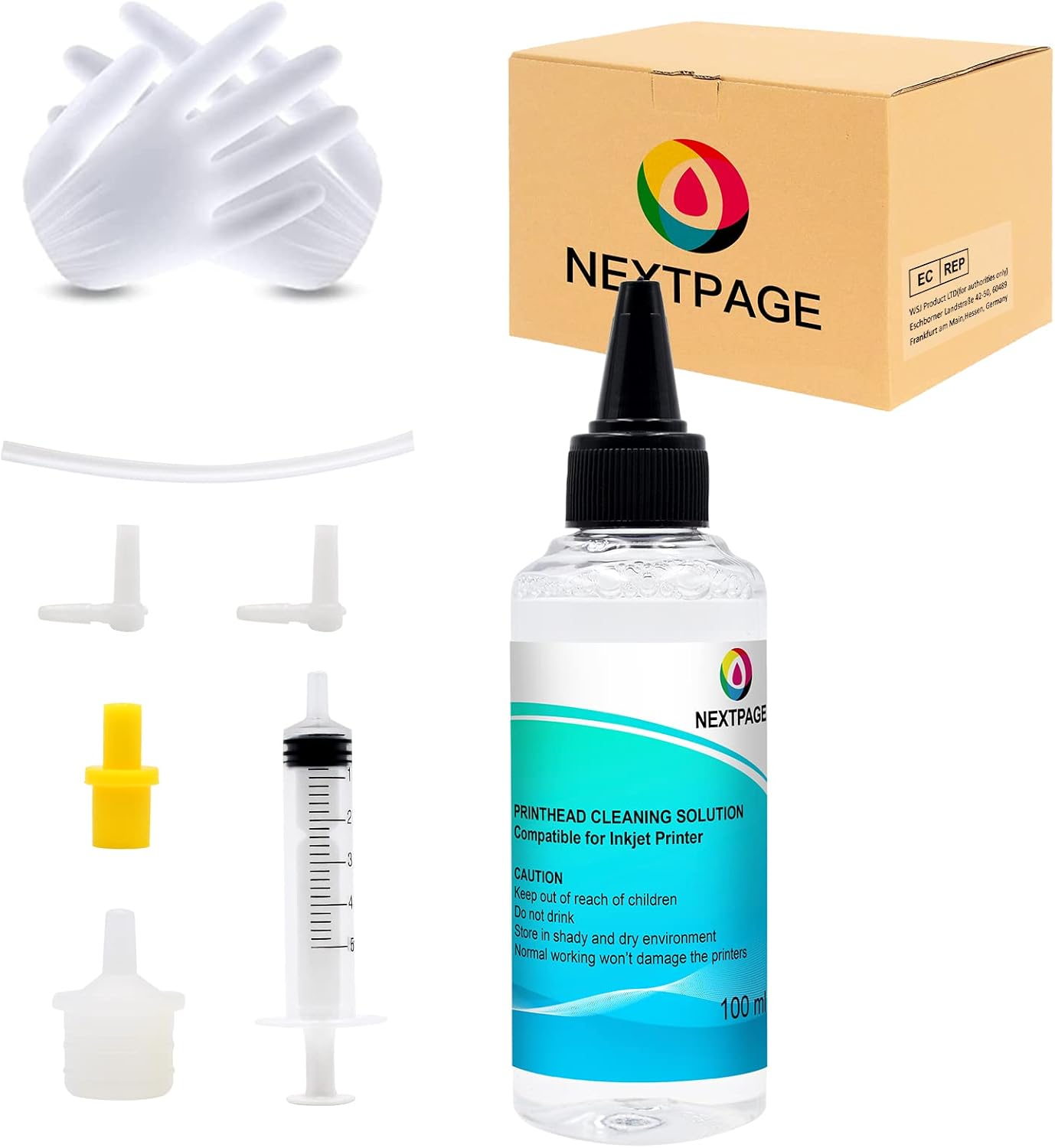 NEXTPAGE Printhead Cleaning Kit for Inkjet Printers Nozzle Cleaner Kit for Printerhead Cleaning for All Epson/Canon/HP/Lexmark/Brother/Kodak/Samsung Inkjet Printers 1Pack 100ML