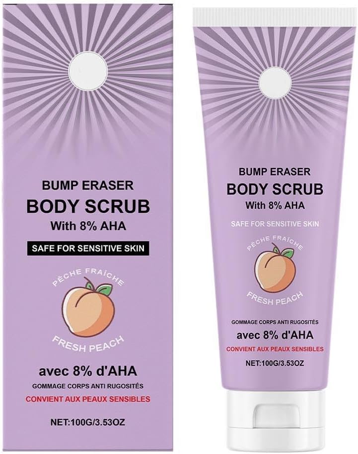 KP Bump Eraser Body Scrub with 10% AHA,Keratosis Pilaris Exfoliator with Glycolic and Lactic acids,Helps Reduce Chicken Skin Bumps,Safe for Sensitive Skin (1PC, 100g)