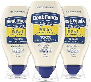 Best Foods Real Mayonnaise Squeeze Bottle 3 Ct For a Creamy Sandwich Spread or Condiment Made With 100% Cage-Free Eggs 20 oz