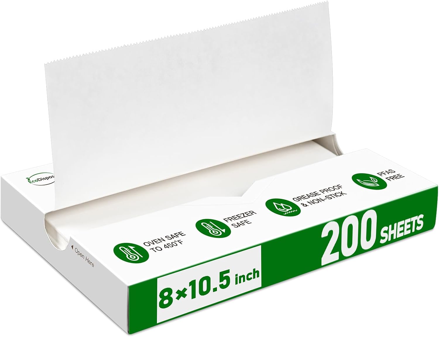 EcoDispose Precut POP UP Deli Paper Sheet, 200 Pack, 8" x 10.5", White