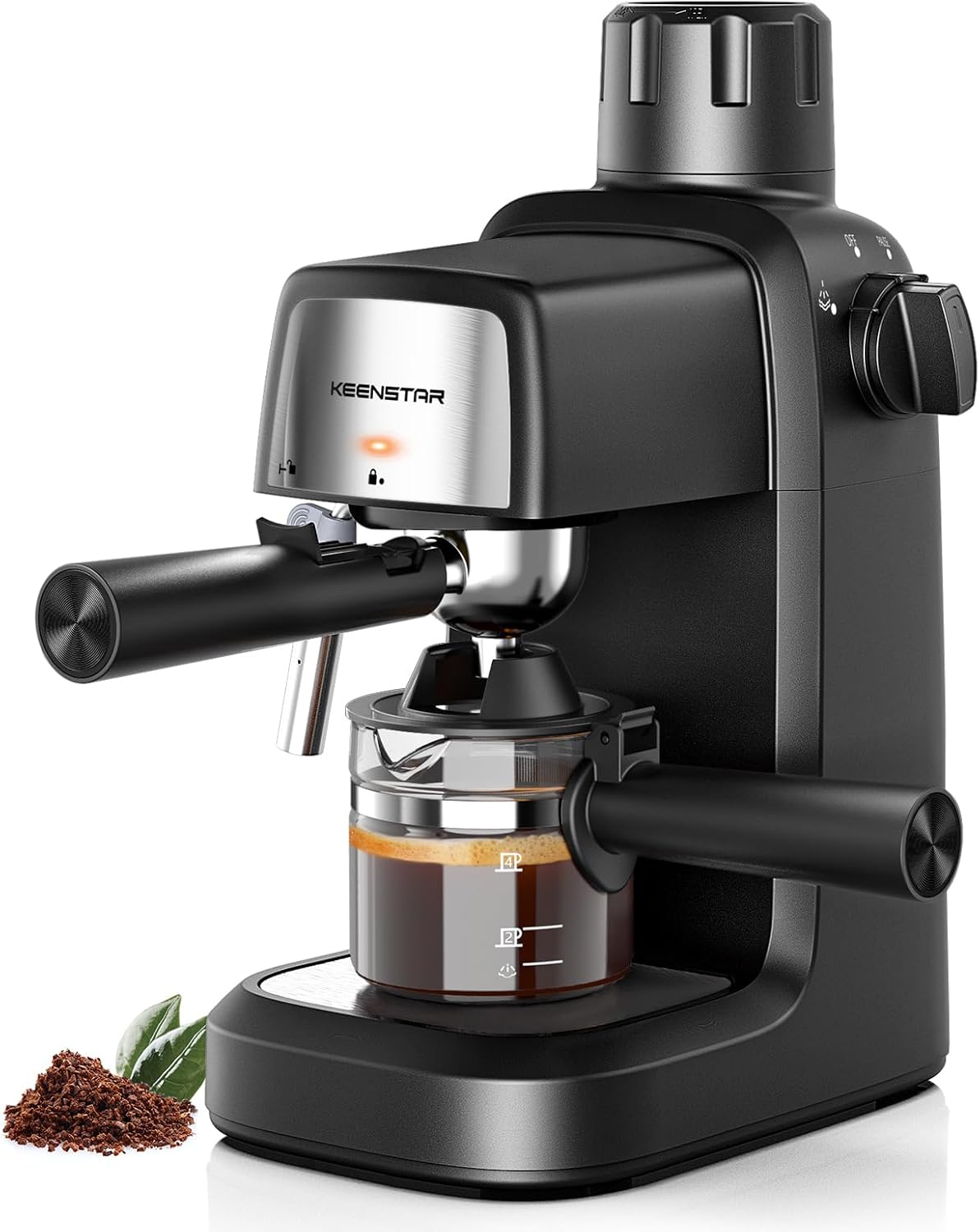 Coffee Machine, 3.5 Bar Espresso Cappuccino Machine, 800W with Milk Frother - 4 Cup Portable Coffee Maker for Latte, Cappuccino, Gift for Coffee Lover