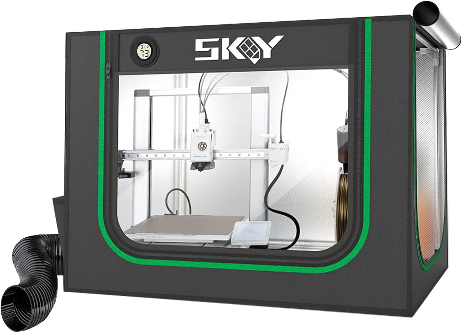 Upgrade 3D Printer Enclosure for Bambu Lab A1,A1 Mini with LED Light,Iron Frame,Fan Extraction Kit,Thermo-Hygrometer, Fireproof Dustproof Tent Constant Temperature Protective Cover,850 * 580 * 580mm