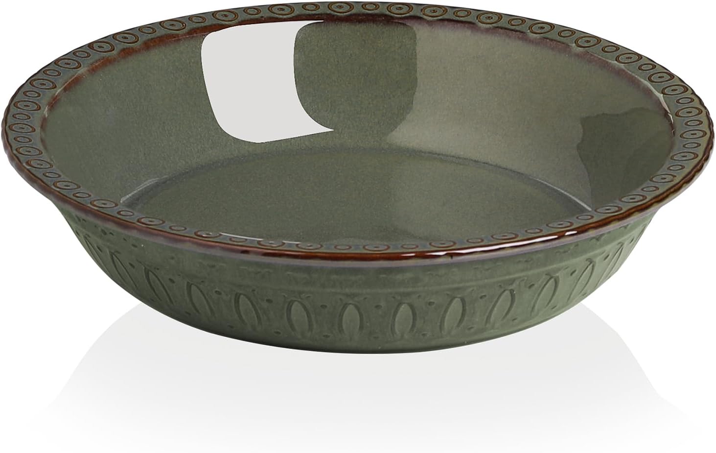 Sweejar Ceramic Pie Pan for Baking,Round Baking Dish Pan for Dinner 10 Inches, Pie Dish Non-Stick Pie Plate for Quiche,Tart,Cake,Pumpkin Pie, Pot Pies (Gray)