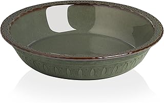 Sweejar Ceramic Pie Pan for Baking,Round Baking Dish Pan for Dinner 10 Inches, Pie Dish Non-Stick Pie Plate for Quiche,Tart，Cake,Pumpkin Pie, Pot Pies (Gray)