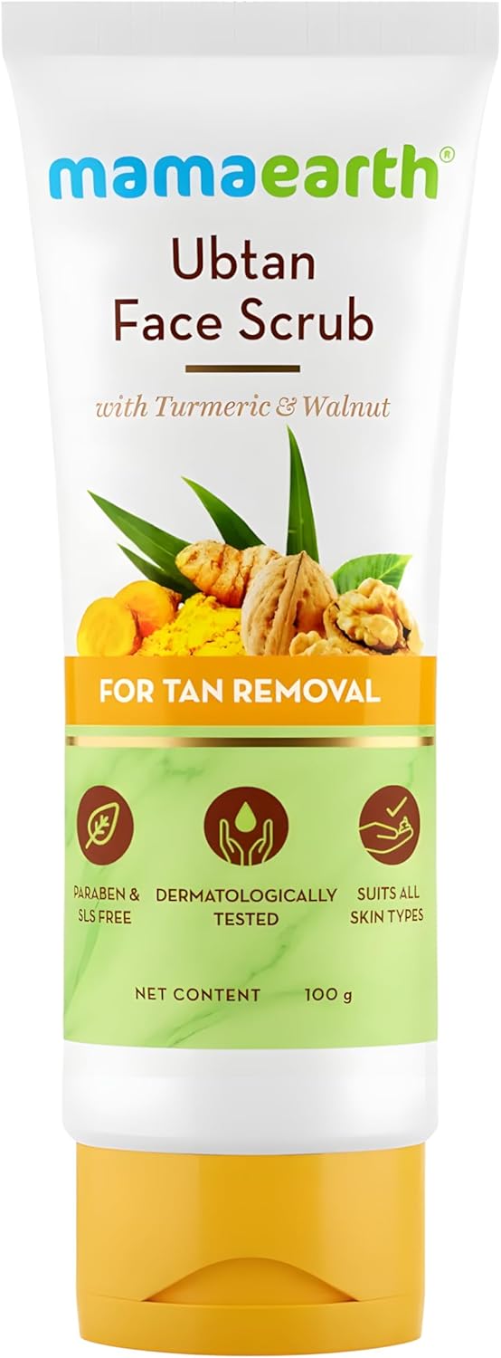 Mamaearth Ubtan Scrub For Face with Turmeric & Walnut for Tan Removal - 100g