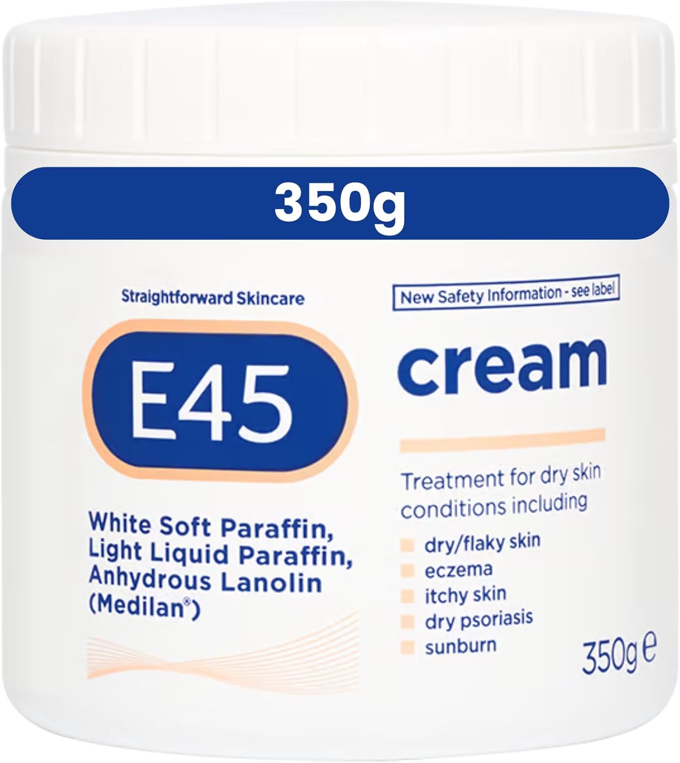 E45 Cream 350g – Straightforward Skincare Cream Moisturiser for Dry, Itchy & Sensitive Skin – Clinically Proven Eczema & Dermatitis Relief – Non-Greasy, Fragrance-Free Formula
