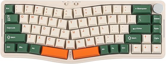 Ajazz AKS068 Pro 68 Keys Alice-Layout VIA Programmable Gasket Mechanical Keyboard, BT5.1/2.4Ghz/Type-C Triple-Mode, with Metal Knob, 3000mAh Battery, RGB Backlights for Mac/Win (Green)