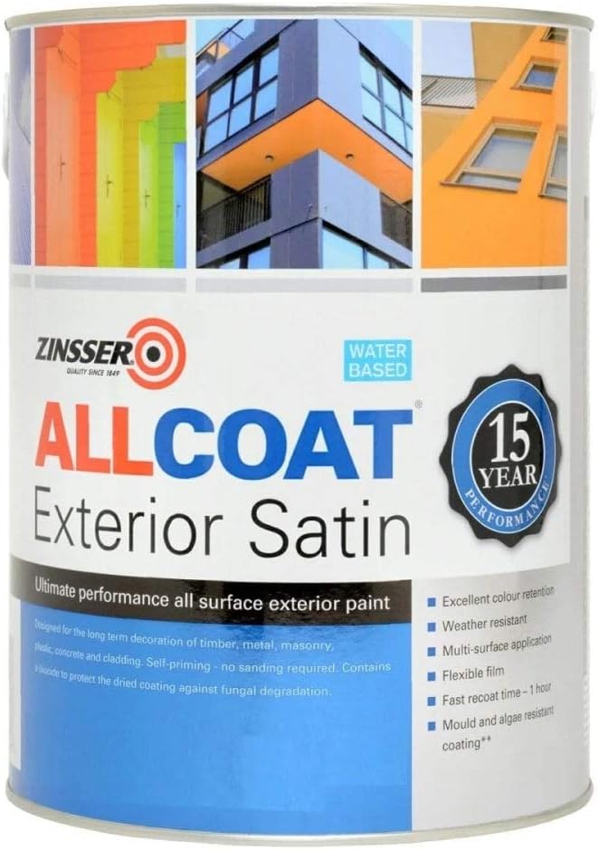Zinsser Allcoat Exterior WB (Satin Finish) Ready Mixed Colours 1 litre Anthracite Grey (Ral 7016)