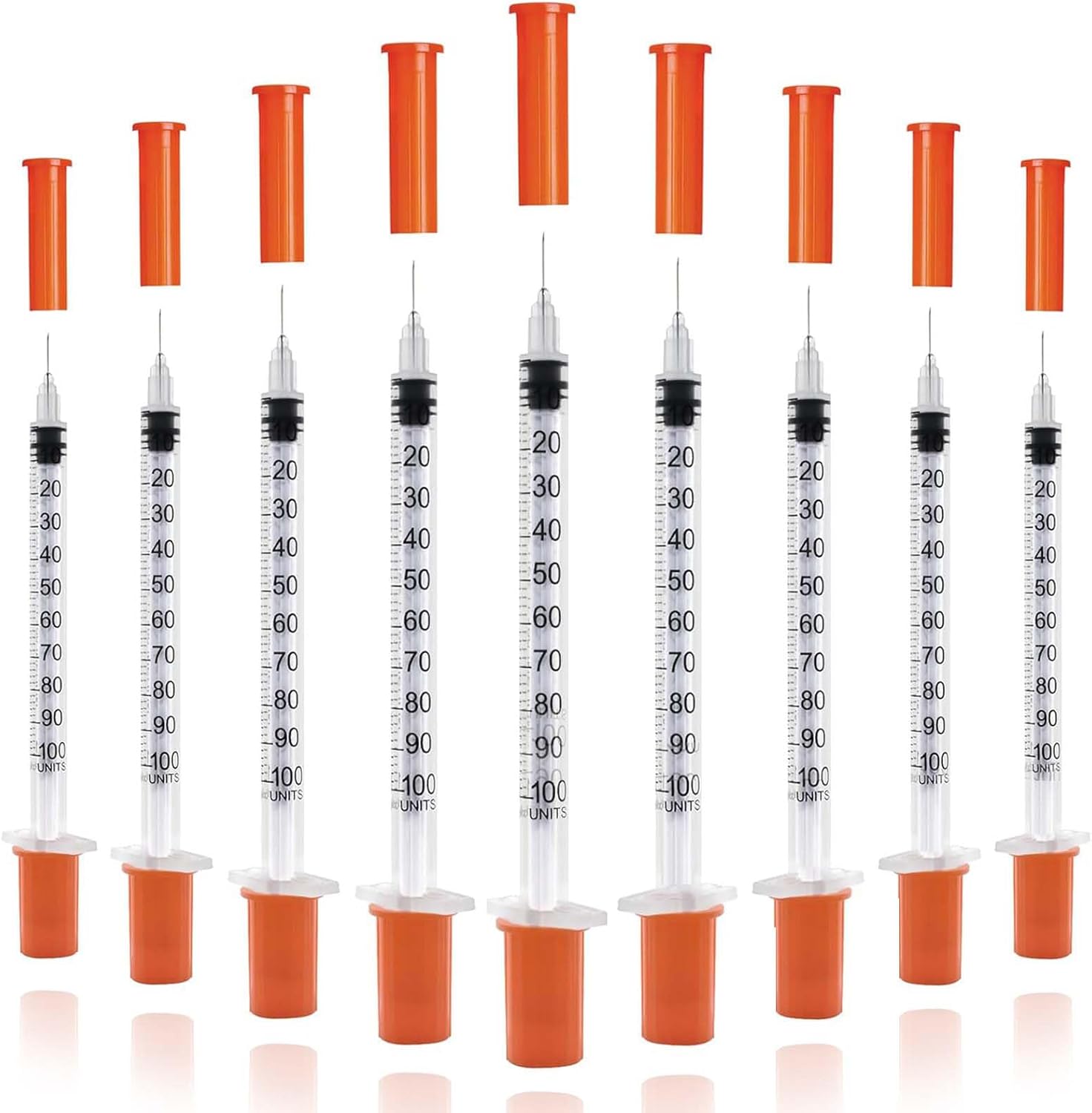 U-100 Syringes with Needle - 30G 5/16" (8mm) 1ml/cc Disposable Syringe, Individual Wrapped, 30PACK