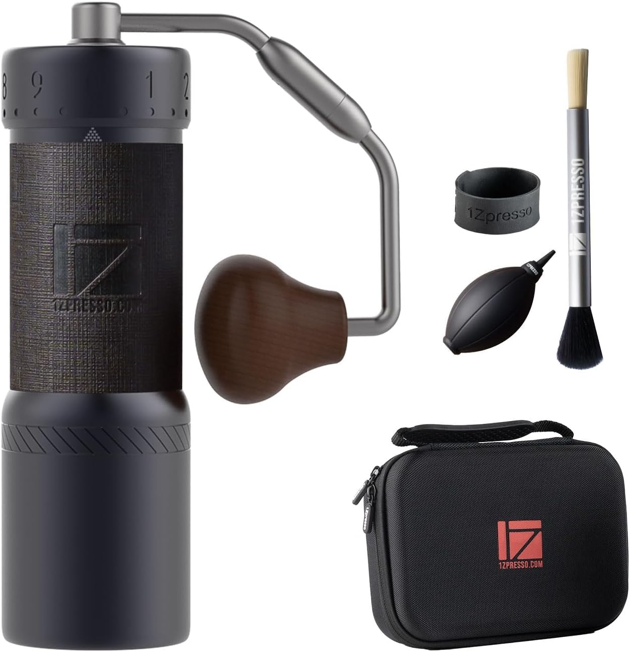 1Zpresso J-Ultra Manual Coffee Grinder Iron Gray, Conical Burr, Foldable Handle, Magnet Catch Cup Capacity 40g, Numerical Adjustable Finely Setting, Faster Grinding Efficiency Ideal for Espresso