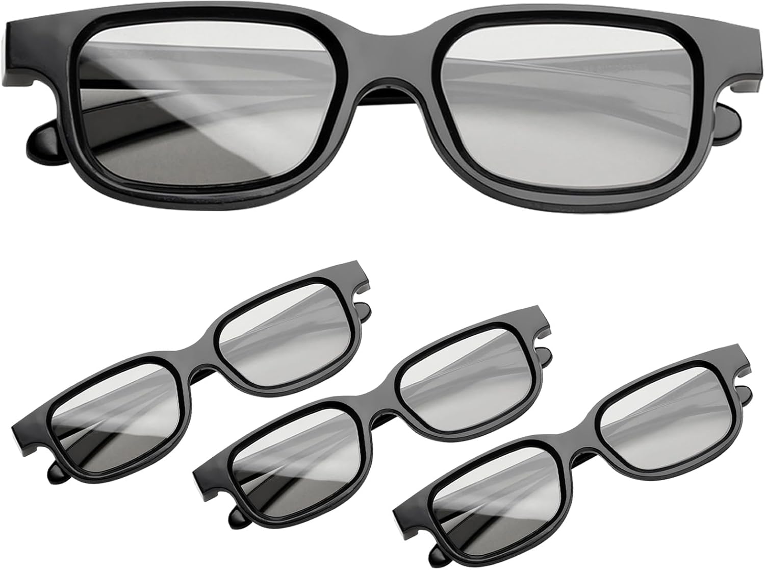 4Pcs 3D Glasses for Cinema, Black Universal 3D Glasses Passive 3D Glasses 3D TV Glasses 3D Sunglasses for Childrens Adults Home Cinema Theater TV Game 3d Print Magazines Comic Books Anaglyph Photos