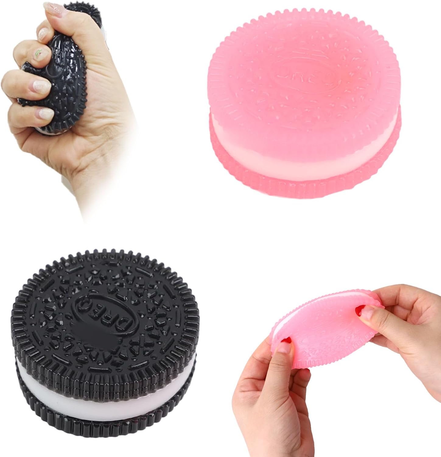 DOINEUFL Taba Squishy Toys, 2Pcs Fufu Squishy, Oreo Squishy, Biscuit Stress Relief Toy, Stress Toys Adults, Ultra Soft Decompression Squeeze Toys for Adults Women Men