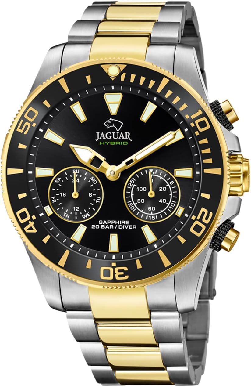 JAGUAR Watch Model J889/2 from The Connected Collection, 45.7 mm Black case with Two-Tone Steel Strap for Men