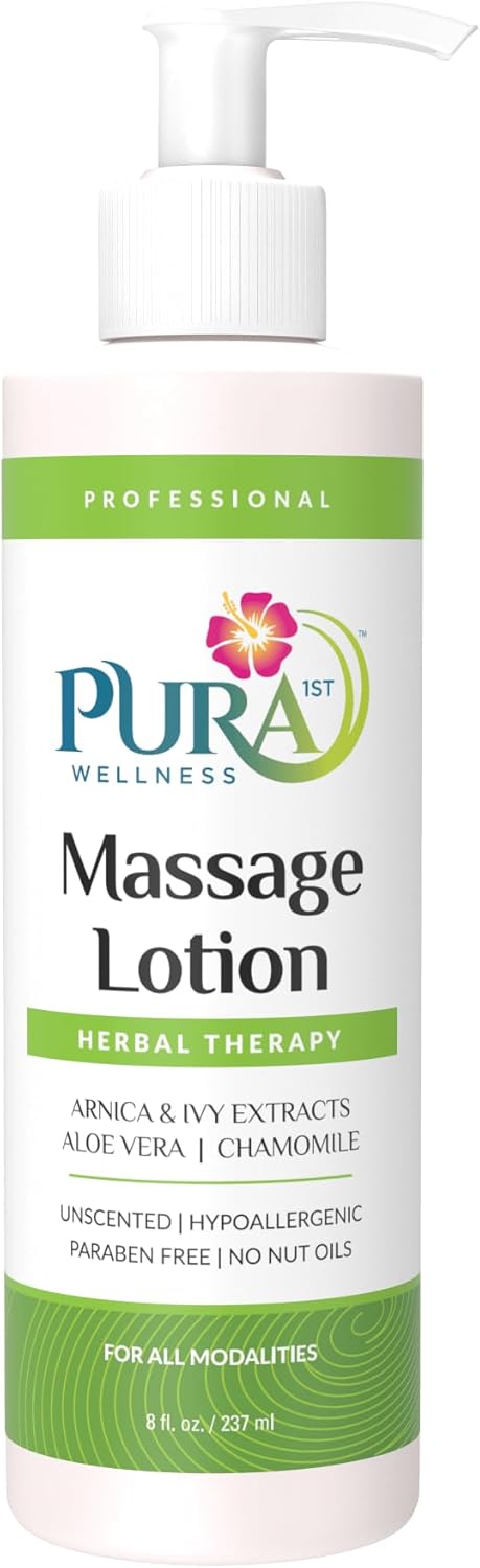 Wellness Professional Herbal Massage Lotion, 8oz, Hypoallergenic Formula for Muscle Relief, Professional Deep Tissue Therapy, Unscented Massage Lotion for Physical Therapy and Recovery