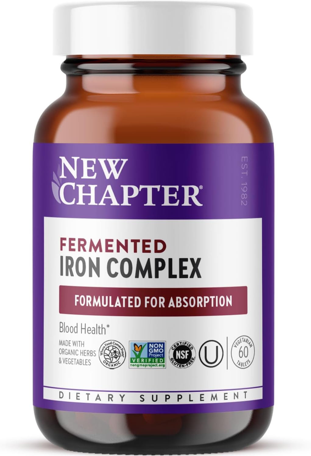 New Chapter Whole-Food Fermented Iron Complex, 60 Count