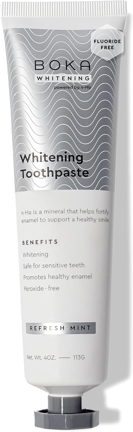 Boka Fluoride Free Toothpaste Nano Hydroxyapatite, Helps Remineralize, Appropriate for Sensitive Teeth, Whitening - for Adult, Kids Oral Care - Refresh Mint Flavor, 4 Fl Oz 1Pk