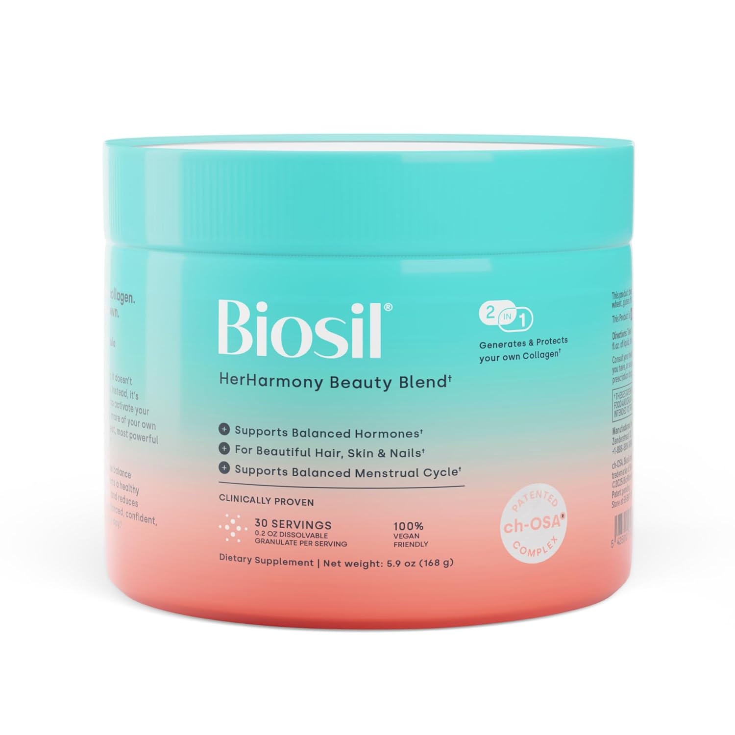 Biosil HerHarmony Beauty Blend - 5.9 oz - Beauty, Hormone & Menstrual Cycle Support - with Patented ch-OSA & 40:1 Myo-Inositol to D-Chiro-Inositol 4g Dose - 30-Day Supply