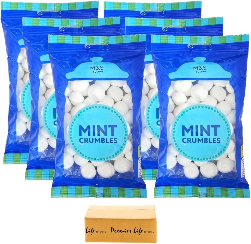 M&S Mint Crumbles Soft & Crumbly Peppermint Sweets 178g, 6 Pack, In Premier Life Store Box