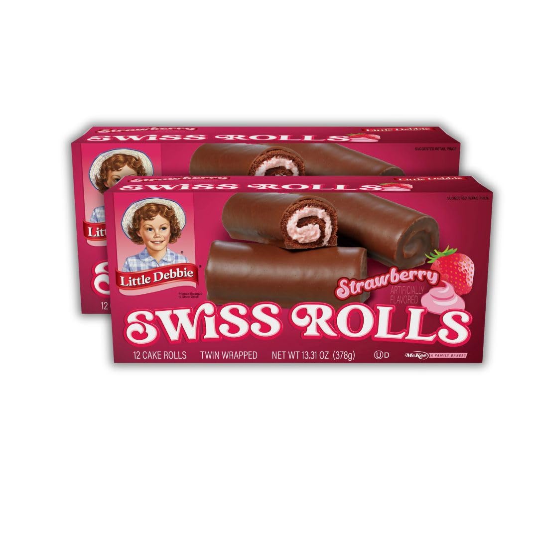 2 Pack Strawberry Swiss Rolls, Twin Wrapped