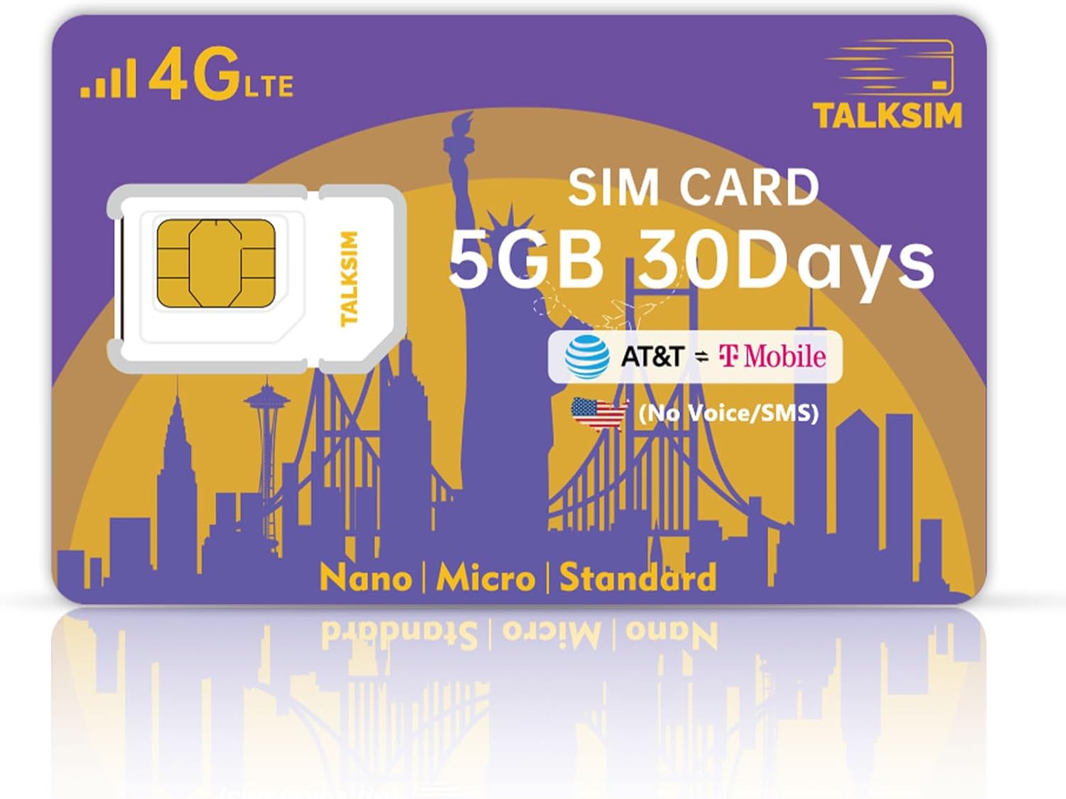 Data SIM Card 5GB 30Days Support AT&T, T-Mobile, 4G LTE Cellular SIM USA Card Compatible with Unlocked Security Camera/Router/Mobile WiFi Hotspot/GPS Tracker/Tablet iot Devices