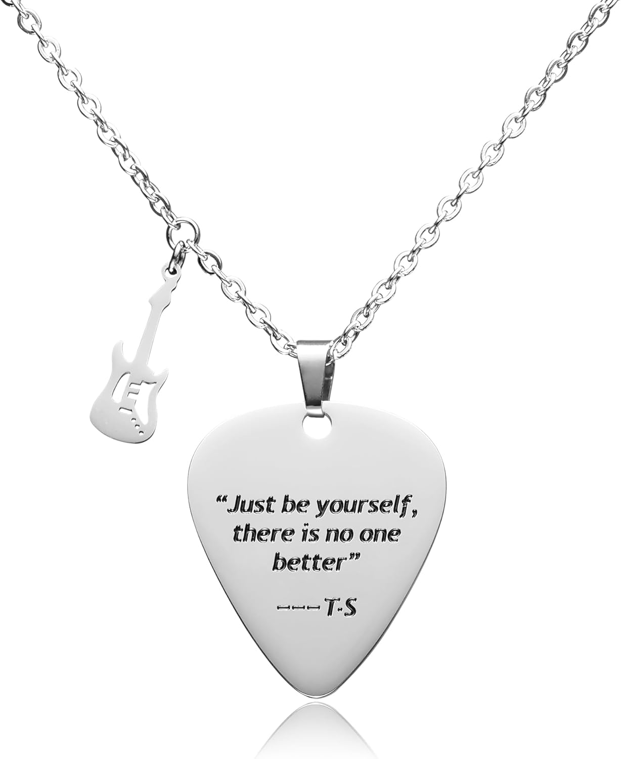 TS Quotes Guitar Pick Necklace for Daughter Sister Bestfriend Reputation Red Speak Now Taylor Inspired Jewelry Gift for Fans Music Lover.
