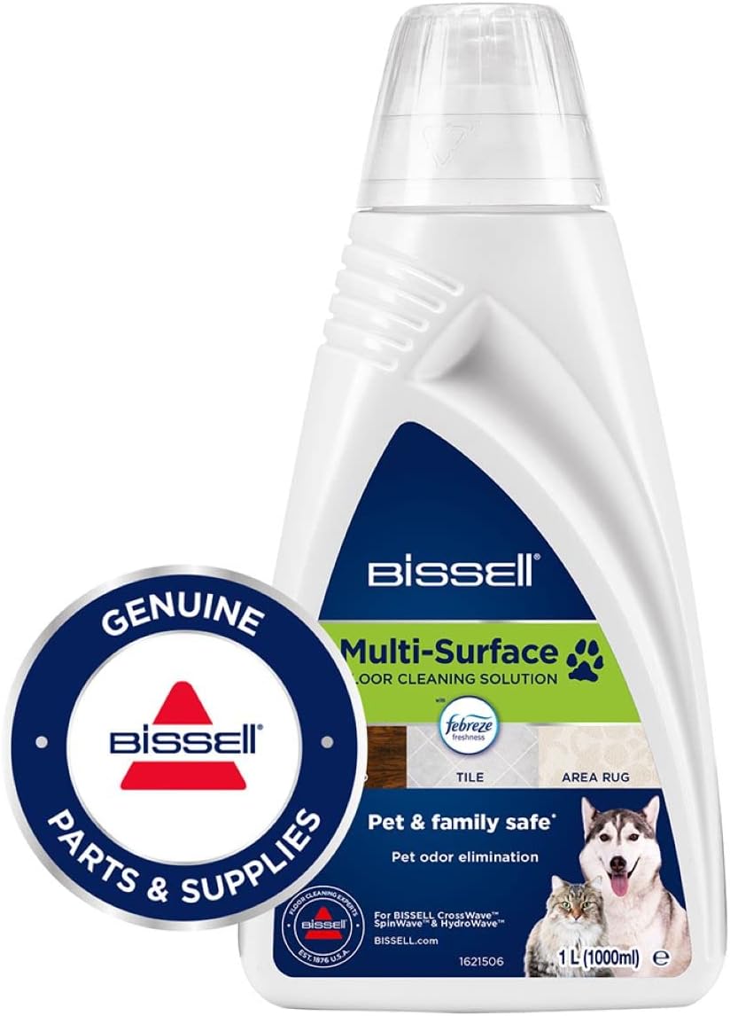 BISSELL Multi-Surface Pet with Febreze, Cleaning Solution for CrossWave Multi-Surface Wet-Dry Vacuums, For use on hard floors and area rugs, 1L, 2550