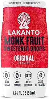 Lakanto Liquid Monk Fruit Extract Drops, Erythritol Free Sugar Substitute Sweetener For Tea, Coffee, Water & Smoothies, Sugar Free, Low Calorie, Zero Sugar, Vegan, Keto, Original Flavor, 1.76 Fl Oz