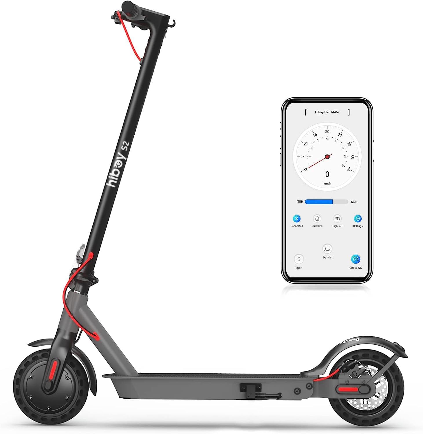 Hiboy S2/S2R Plus Electric Scooter, 8.5"/9" Tires, Up to 17/22 Miles Range, 350W Motor & 19 MPH Portable Folding Commuting Electric Scooter for Adults with Double Braking System and App