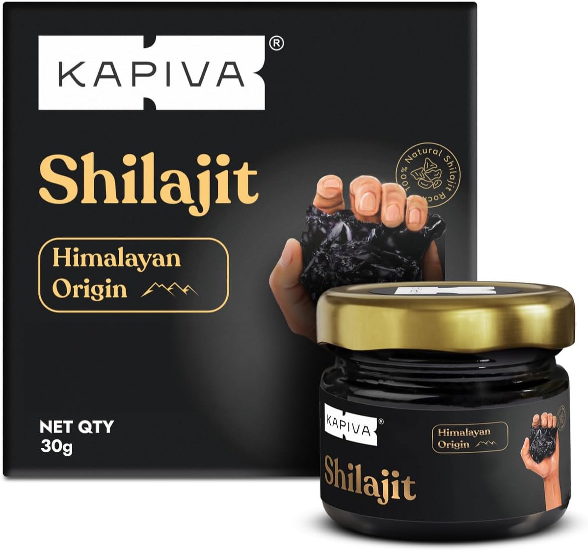 Kapiva Himalayan Shilajit Resin | 100% Pure, Natural & Ayurvedic |250mg Per Serving | 85+ Trace Minerals & Fulvic Acid |110-120 Servings | Energy & Stamina Booster – 30g