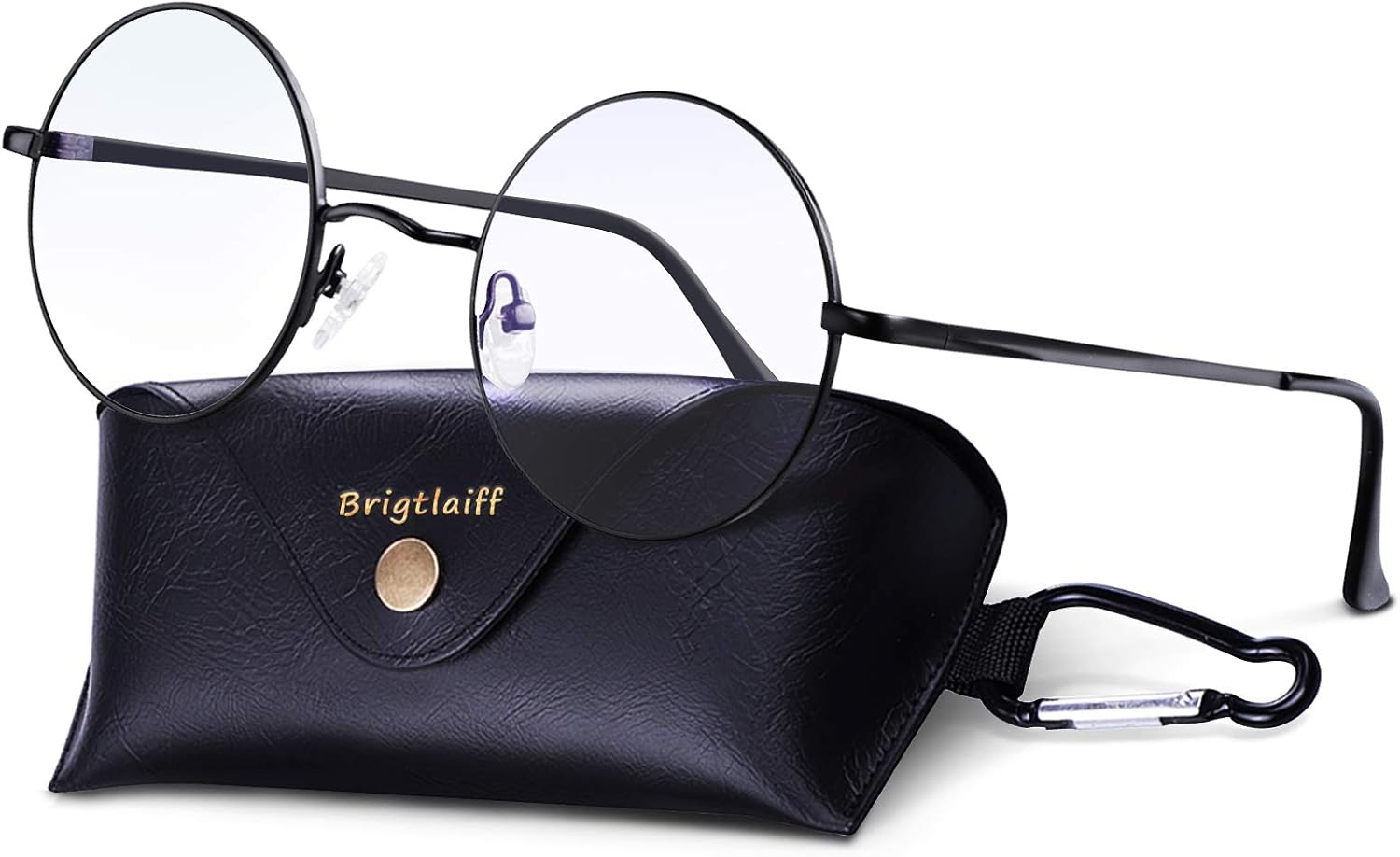 Brigtlaiff Round Blue Light Blocking Glasses for Men Women, Computer Gaming TV Glasses Anti Eyestrain with Metal Frame