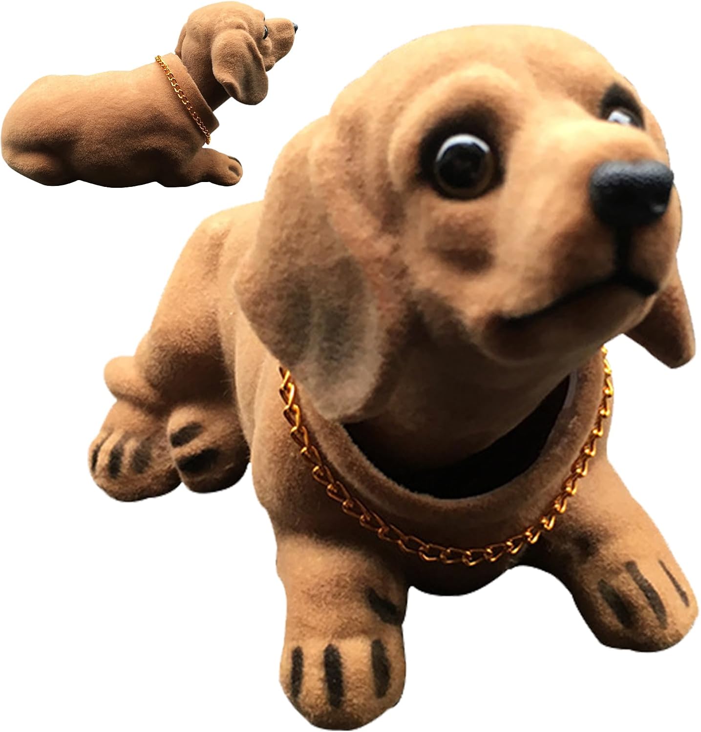Bobbles Head Dachshund - Resin Dashboard Dog Figurine For Car Or Desk | Nodding Mascot Ornament Sculpture Collectible Bust Model Prop Miniature Decoration Tokens Pet Totem Mold Display Character Toy