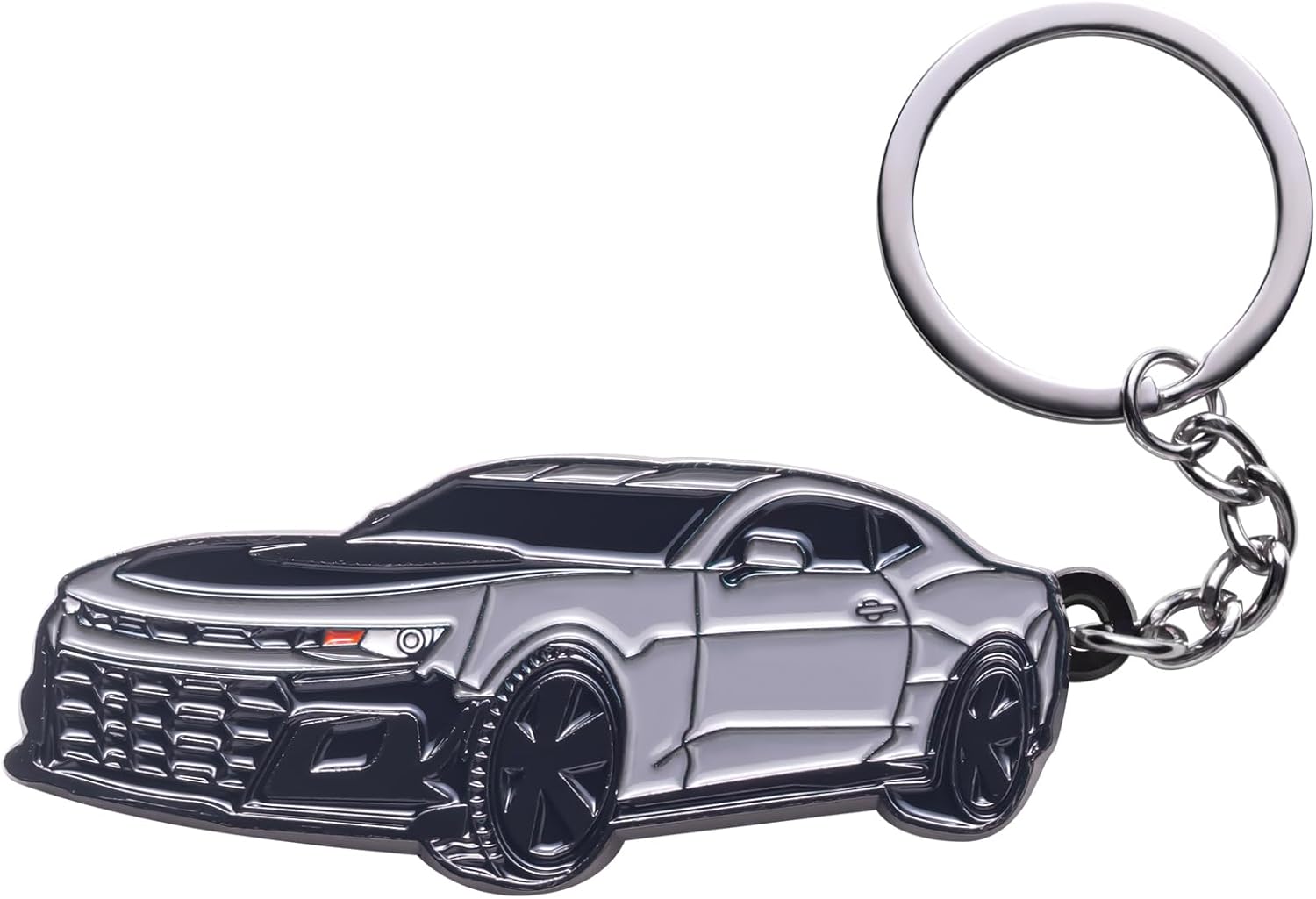 for Camaro Keychain Accessories-Key Chain Key Fob Cover for Chevy Camaro Keyring 2022 2023 2024 Gray