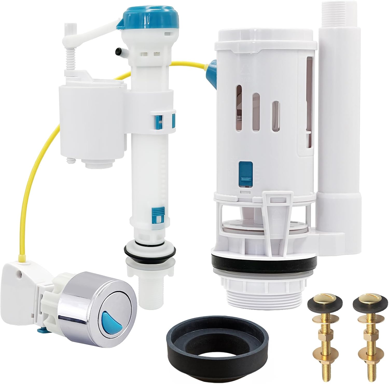 Apragaz Toilet Flush System Replacement, Dual Flush and Fill Toilet Cistern Kit with Universal Ldual Flush Cistern Valve, Adjustable Height Cistern Flush Replacement for 2" Outlet