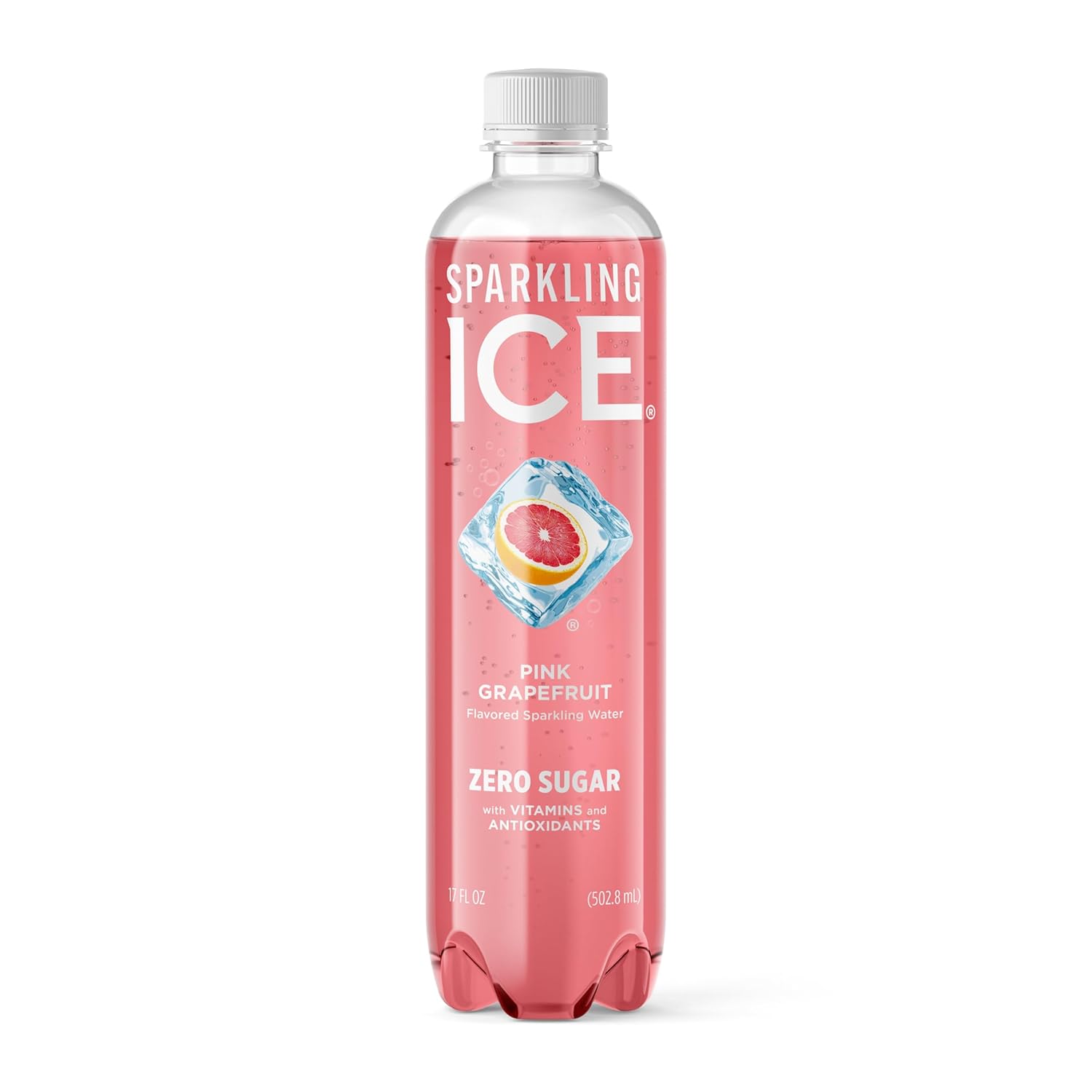 Sparkling Ice, Pink Grapefruit Sparkling Water, Zero Sugar Flavored Water, with Antioxidants and Vitamins, 17 fl oz Bottle