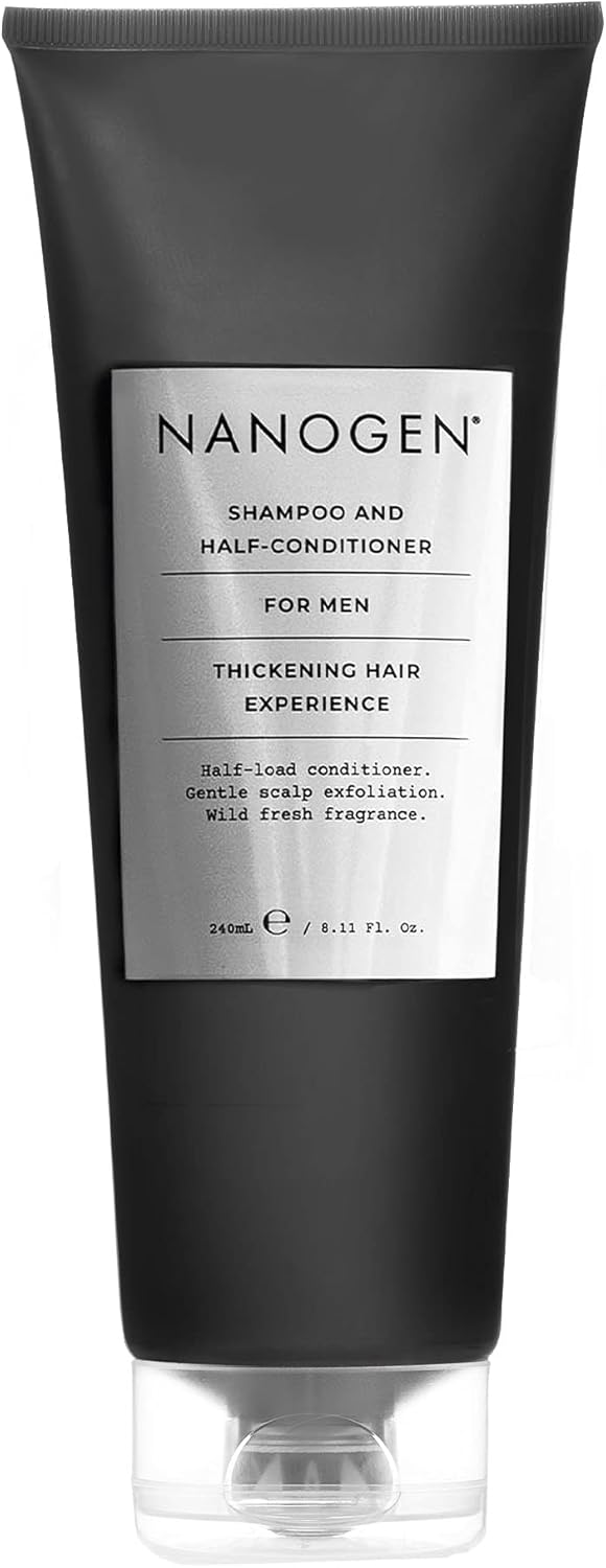 Nanogen Thickening Shampoo and Half Conditioner for Men 240ml - Sensitive, deep cleansing with Salicylic acid and Hair Growth Ingredients to encourage hair growth. Can use with Minoxidil treatment.