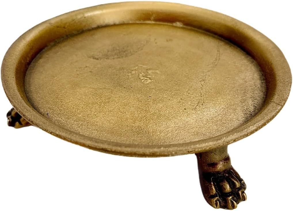 Hapton House 100% Solid Brass Clawfoot Candle Dish - Pedestal Dish - Candle Holder - Jewelry Holder - Perfect for Wax Candles, Rings, and Trinkets