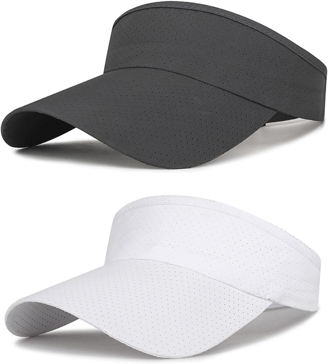 FOUNSHO 2PCS Sun Visor Cap for Men Women, Ladies Sport Outdoor Empty Top Ponytail Baseball Hat Quick Dry Mesh Summer Adjustable Visor Hats for Golf Tennis Running